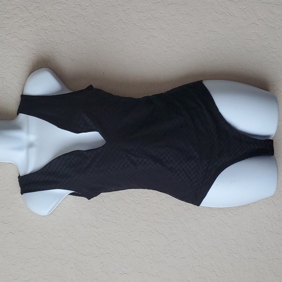 Black low cut bodysuit with sheer back - Picture 1 of 11